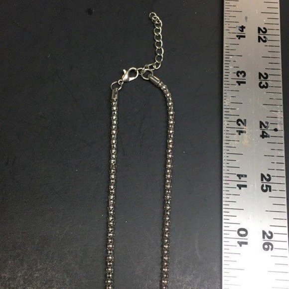 Heart Arrow Drop Necklace As Is Pink Rhinestone Silver Chain Barbie Glam Bling - Picture 7 of 7